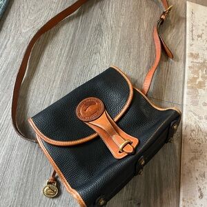 Dooney & Bourke Black and Brown Pebbled Leather Crossbody Bag